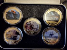 5 pièces commémoratives " Pearl harbor " dans leur coffret en métal
