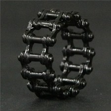 Bague Chaîne de Moto - Acier Inoxydable Noir - Taille 14 - Style Motard / Biker