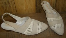 chaussures ouvertes à talon cuir beige et coton Adèle Joris  pointure 38