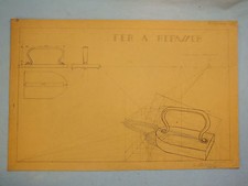 ETUDE SIGNEE SENAULT N°16 FER A REPASSER PLANCHE TRAVAIL BEAUX ARTS ART DECO