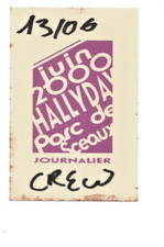 PASS CONCERT - Johnny Hallyday :  Parc de Sceaux Juin 2000