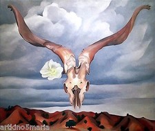 GEORGIA O'KEEFFE TÊTE DE RAM AVEC HOLLYHOCK  ART GRAFFITI IMPRIMÉ GICLEE...
