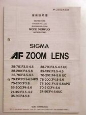 Mode d'emploi Sigma AF Zoom