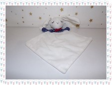㊴ - Doudou  Plat Lapin Dormeur Blanc Marine Rouge Noeud Pap Envie de Fraise