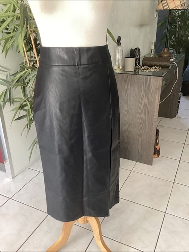 Jupe longue cuir noir taille