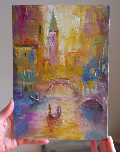 Venice canal sunrise oil - venice,