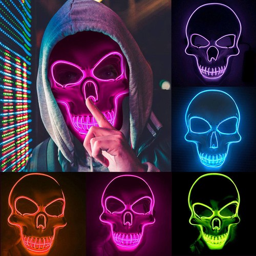 Halloween skeleton mask led - halloween,