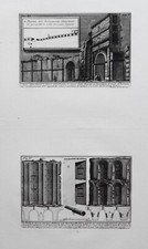 Eau forte XVIIIe, Piranèse, plan, architectures, Rome, Italie
