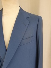 CIFONELLI Costume Bespoke Suit 38S/48C Fresco Wool Tropical Blue Bleu
