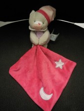 Doudou mouchoir chat gris rose