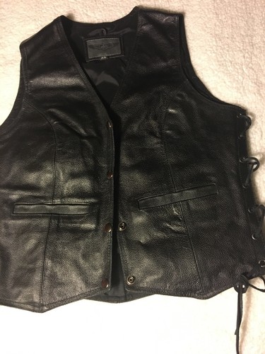 Womens black leather biker - black,