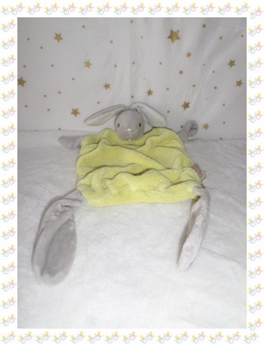 Doudou plat lapin jaune - lapin,