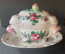 Soupière 29x19cm + dormant, faience signée Henri Chaumeil, vieux Strasbourg, TBE