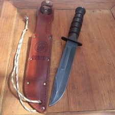 Magnifique Couteau de Chasse CAMILLUS N.Y. - U.S.M.C. Manche en Cuir +Étui Cuir 