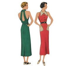 Vintage 1930s Couture Motif , SPORTS Robe & Veste - Buste : 86.4cm (86.4cm)