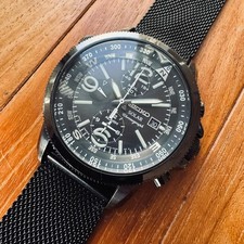 Montre militaire Seiko Solar Prospex V172 0AL0 boîtier en acier inoxydable sa...