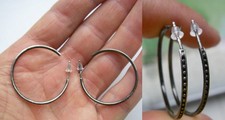 ∅3.3CM PAIRE DE boucles d'oreilles créoles 5gr  ARGENT MASSIF 925 N°110