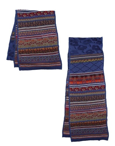 étole tricot jacquard bleu - tricot,