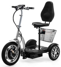 Scooter électrique 3 roues Mobylette Trike avec panier Argent VELECO ZT16