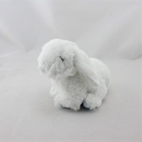 Doudou lapin blanc - bleu, pois