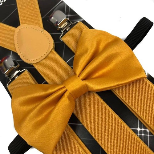 Brown suspender and - and, tie