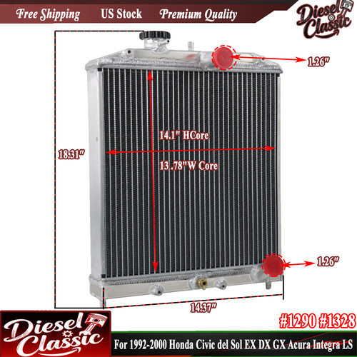 Row aluminum radiator - row, for