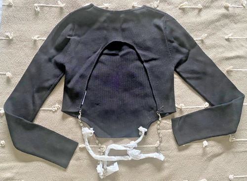 Crop top court maille noir