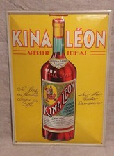 KINA LEON APERITIF IDEAL TOLE LITHOGRAPHIE BOMBÉE PUBLICITAIRE ANCIENNE