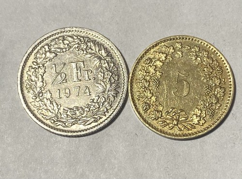 2pcs switzerland coins - 2pcs., coins,19781