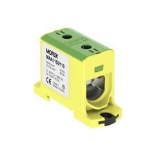 Bloc de jonction alu cuivre vert/jaune (terre) 25 à 150mm² 1000V AC/DC - Rail D