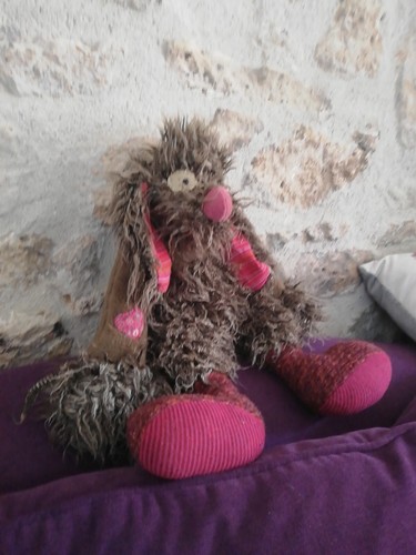 Doudou peluche chien - chien, marron