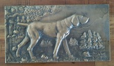 plaque en bronze - chien de chasse à l'arrêt - XXème - DECO - plaque