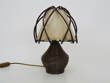 Lampe de chevet, lampe de table en rotin, bambou style Louis Sognot. Années 50