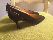Escarpins italiens vintage LUXE TOUT CUIR noirs et vernis type lézard T 37