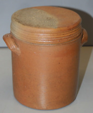 -PETIT POT COUVERT EN GRES ANCIEN IDEAL pour GROS SEL ou SEL FIN CUISINE Déco  D