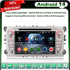64GO Android 14 GPS DVD Autoradio Wifi pour Ford Mondeo Focus S-Max C-Max Galaxy