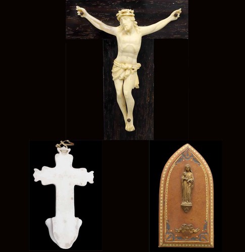 Crucifix benitier vierge - -,