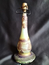 DeVez / Pied de lampe en verre multicouche gravé à l'acide cygnes / Art Nouveau