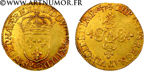 Louis xiii ecu or au - -,