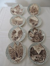 8 ANCIENNES ASSIETTES SARREGUEMINES U&C THEME ARBRES
