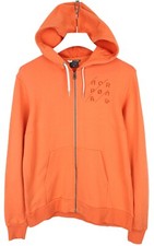 NORRONA /29 Sweat À Capuche Zippé Logo En Pente Femme LARGE Orange Bio
