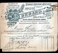 TOULOUSE (31) MEUBLES VANNERIE TAPIS LINOLEUM "BERARD" en 1890