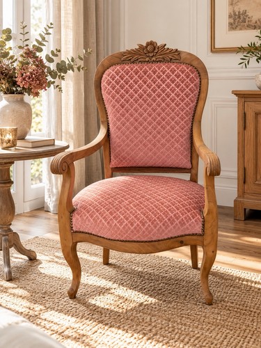 Fauteuil bois tissu - bois, et