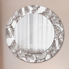 Miroir de Maquillage Miroir Mural Rond prêt à être suspendu Plumes attrape-rêves