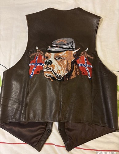 Gilet cuir marron - gilet, bulldog