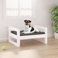 Lit pour Chien Blanc 95,5x65,5x28 cm Bois de Pin Solide Canapé Couchage vidaXL
