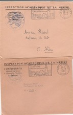 DV108. 2 LETTRES EN FRANCHISE INSPECTION ACADEMIQUE MEUSE - BAR LE DUC - 1966