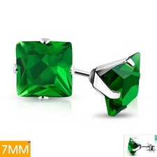 Boucles d'oreilles vert émeraude bijou en acier