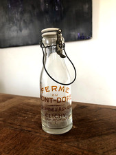 ANCIENNE BOUTEILLE DE LAIT en VERRE  " FERME DU MONT-DORE, CLICHY "