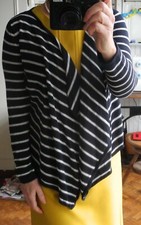 Gilet pratique Phildar S pour 38 rayures marine blanches ne se ferme pas